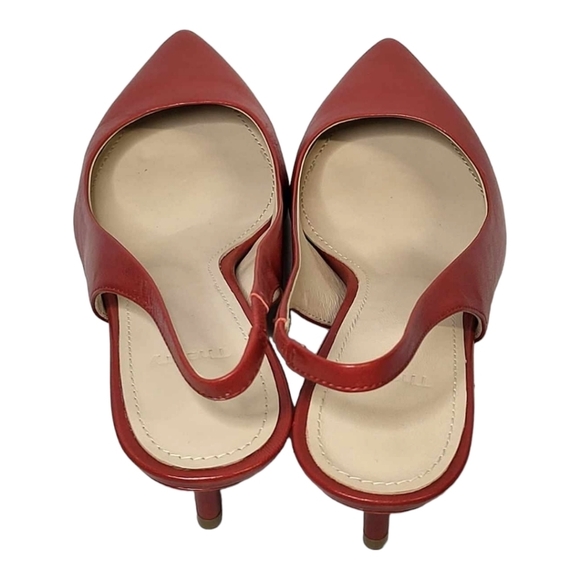 THEORY Red City Slingback 100% Lamb Leather New SZ 37 - Picture 5 of 12